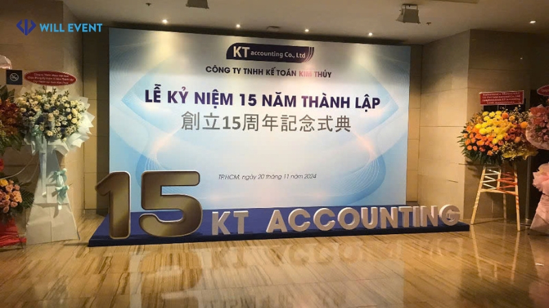 backdrop lễ kỷ niệm 15 năm thành lập công ty TNHH Kế Toán  Kim Thủy