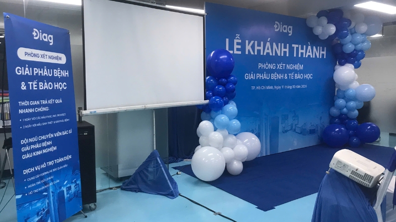 backdrop lễ khánh thành phòng xét nghiệm giải phẫu bệnh và tế bào học