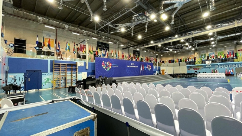 set up cho sự kiện của United Nations Day