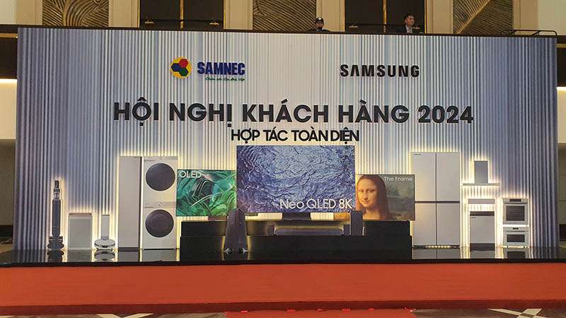 Backdrop hội nghị khách hàng của Samsung