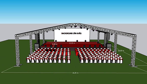 Mô hình 3D vẽ nhà bạt không gian và thiết kế sự kiện