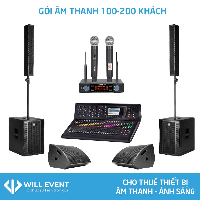 Gói cho thuê âm thanh ánh sáng 100-200 khách