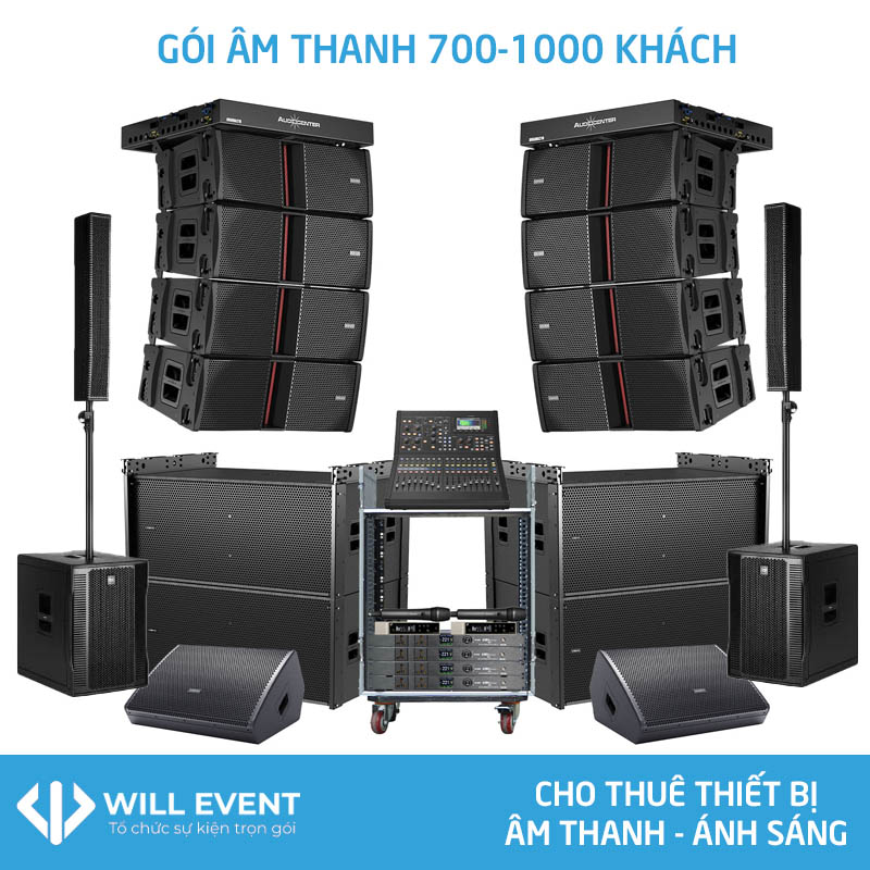 Gói cho thuê âm thanh ánh sáng 700-1000 khách