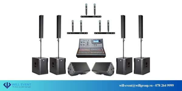 16 Loa Line Array dàn theo trục ngang + 8 Sub kép 18 inch 