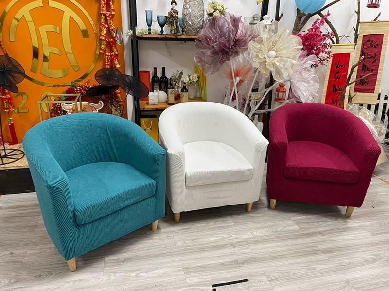 Ghế sofa talkshow 3 màu xanh dương, trắng, đỏ
