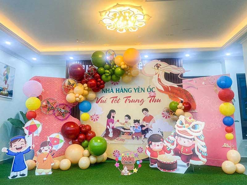 Backdrop trung thu nhà hàng Yên Ốc