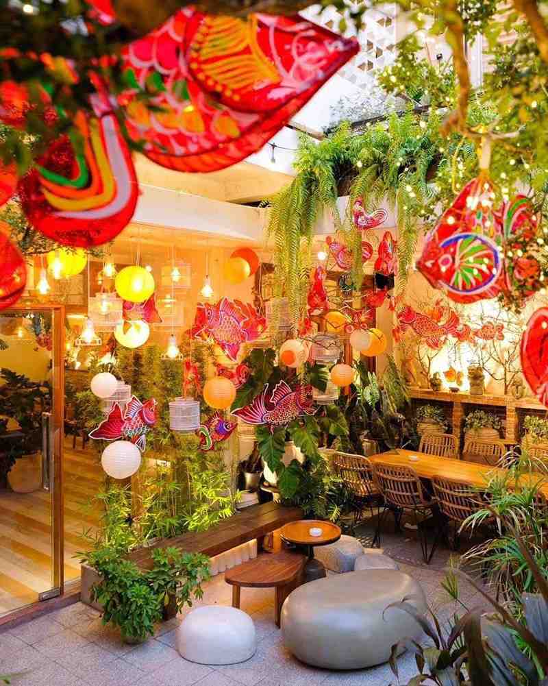 Trang trí tiểu cảnh trung thu cho quán cà phê sân vườn