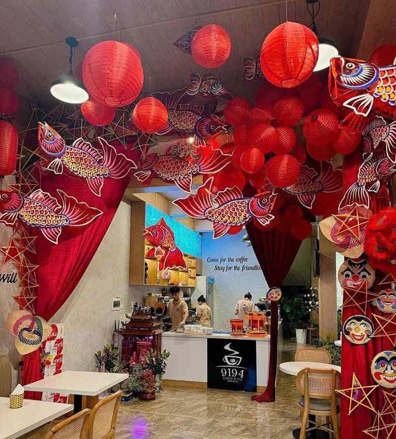 Trang trí tiểu cảnh trung thu quán cà phê chuyên nghiệp
