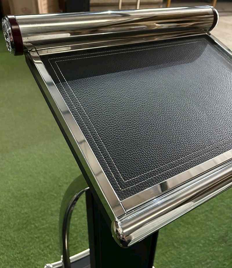 Bục phát biểu inox và da màu đen