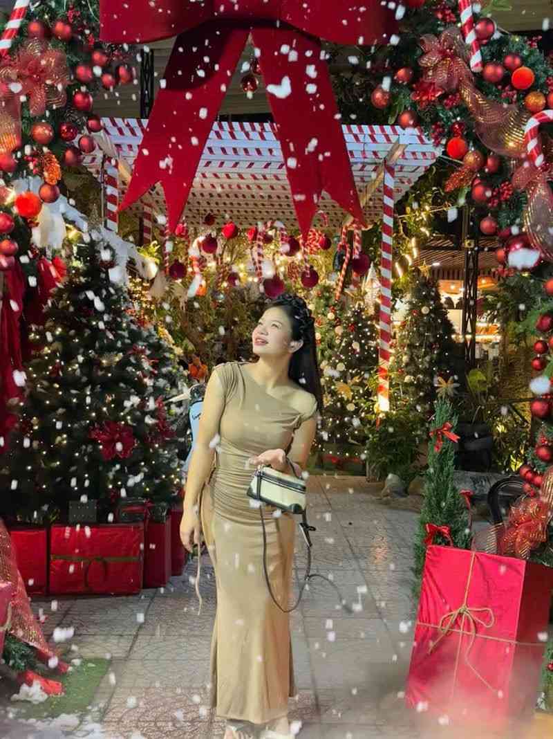 Khách chụp hình không khí noel