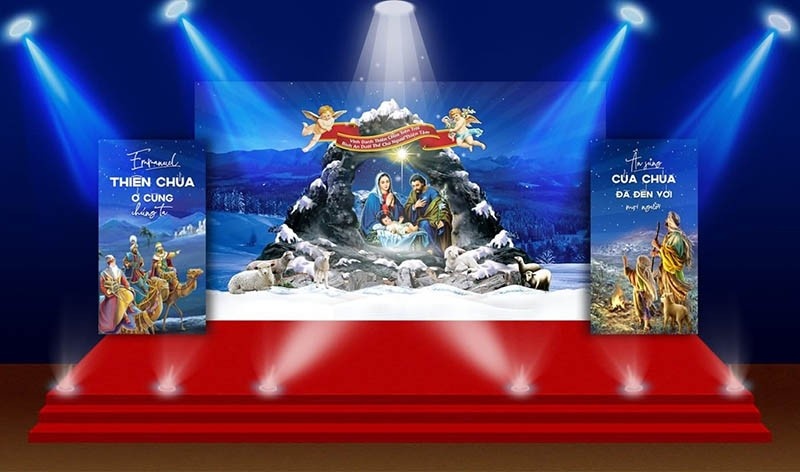 Backdrop công giáo - backdrop giáng sinh nhà thờ