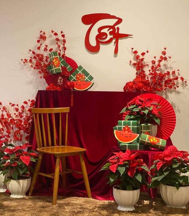 trang trí Tết với cây giả đẹp