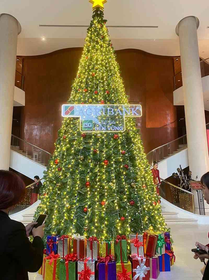 Trang trí cây thông noel cho ngân hàng Argibank
