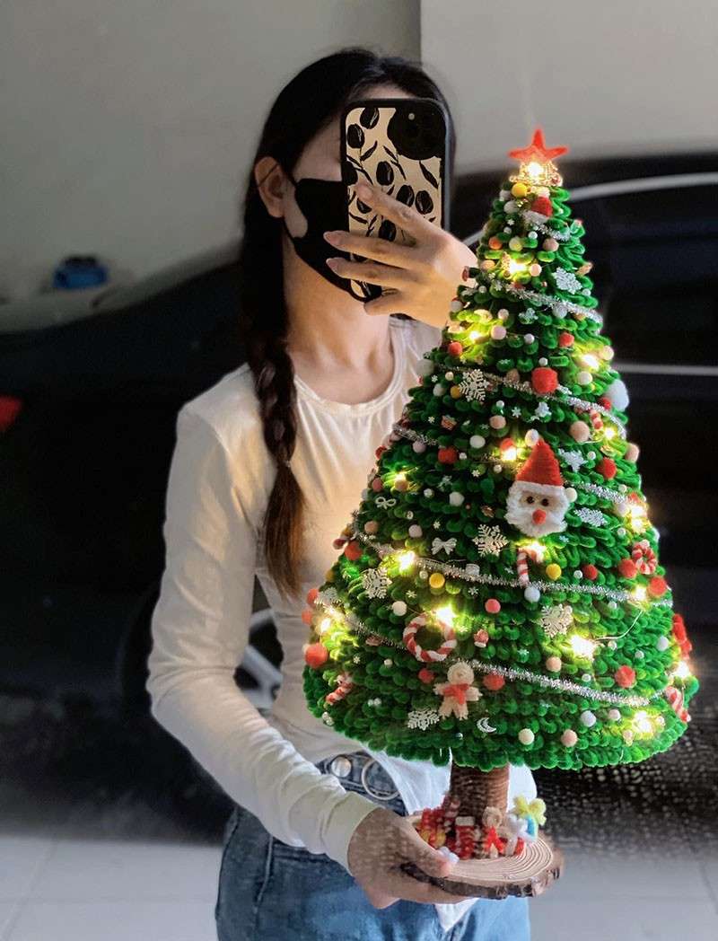 Cây thông noel mini trên tay bạn gái