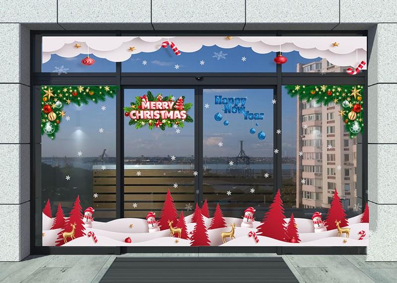 mẫu decal dán kính noel đẹp cho văn phòng, cửa hàng, quán cà phê