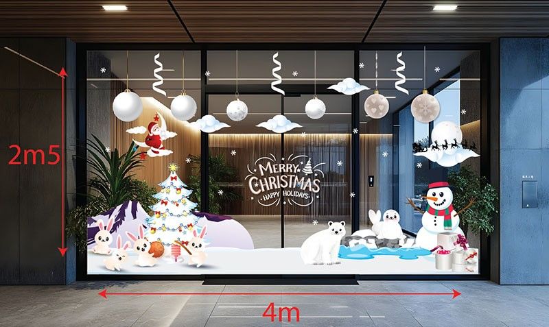 mẫu decal dán kính noel đẹp cho văn phòng, cửa hàng, quán cà phê