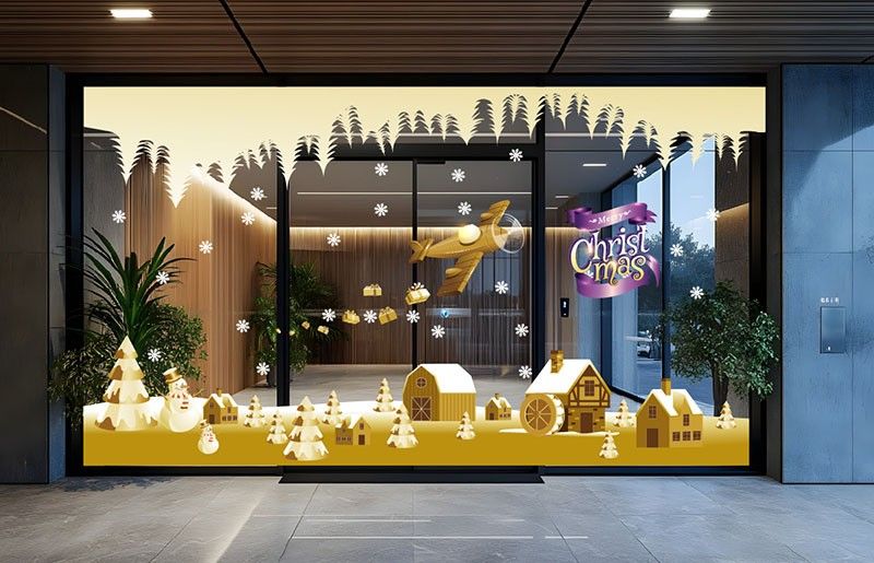 mẫu decal dán kính noel đẹp cho văn phòng, cửa hàng, quán cà phê