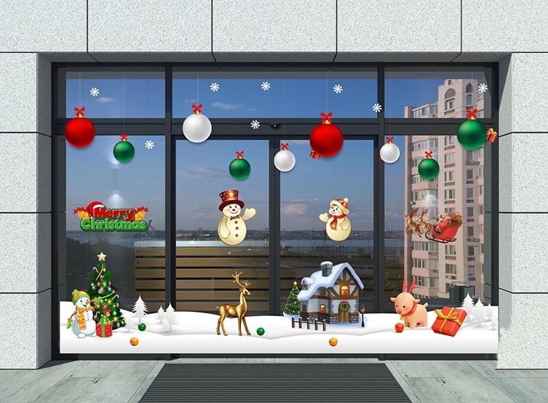 mẫu decal dán kính noel đẹp cho văn phòng, cửa hàng, quán cà phê