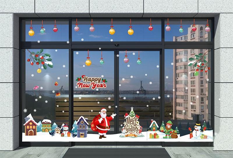 mẫu decal dán kính noel đẹp cho văn phòng, cửa hàng, quán cà phê