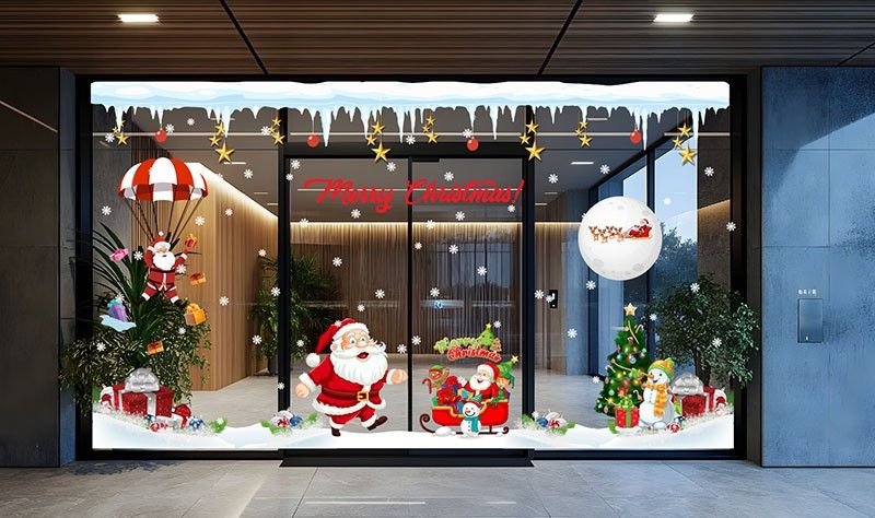 mẫu decal dán kính noel đẹp cho văn phòng, cửa hàng, quán cà phê