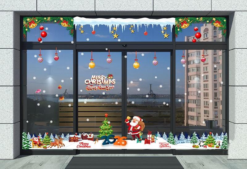 mẫu decal dán kính noel đẹp cho văn phòng, cửa hàng, quán cà phê