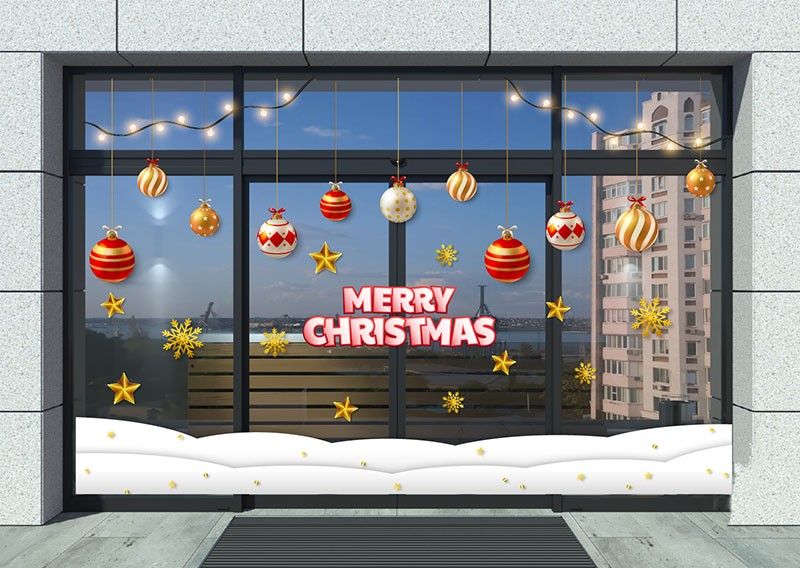 mẫu decal dán kính noel đẹp cho văn phòng, cửa hàng, quán cà phê