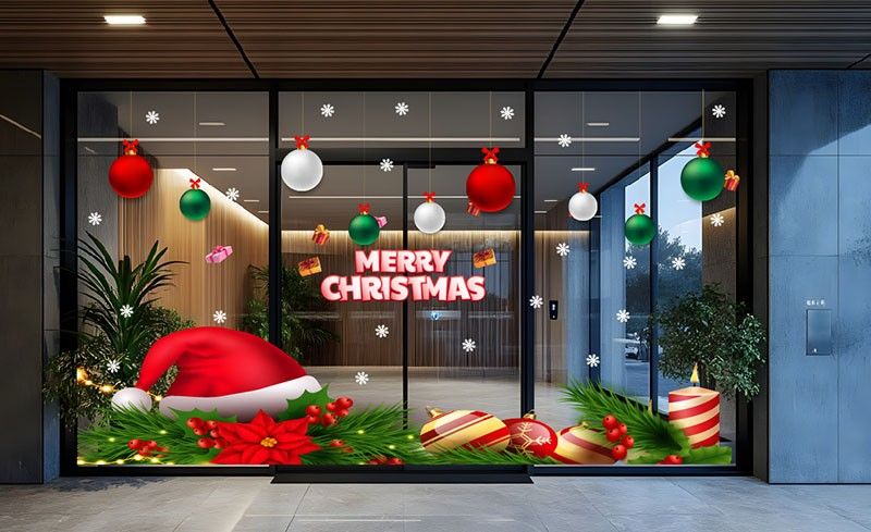 mẫu decal dán kính noel đẹp cho văn phòng, cửa hàng, quán cà phê