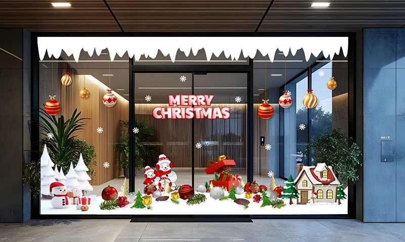 mẫu decal dán kính noel đẹp cho văn phòng, cửa hàng, quán cà phê