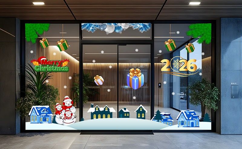 mẫu decal dán kính noel đẹp cho văn phòng, cửa hàng, quán cà phê
