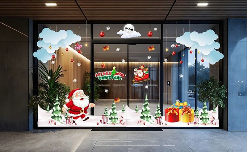 mẫu decal dán kính noel đẹp cho văn phòng, cửa hàng, quán cà phê