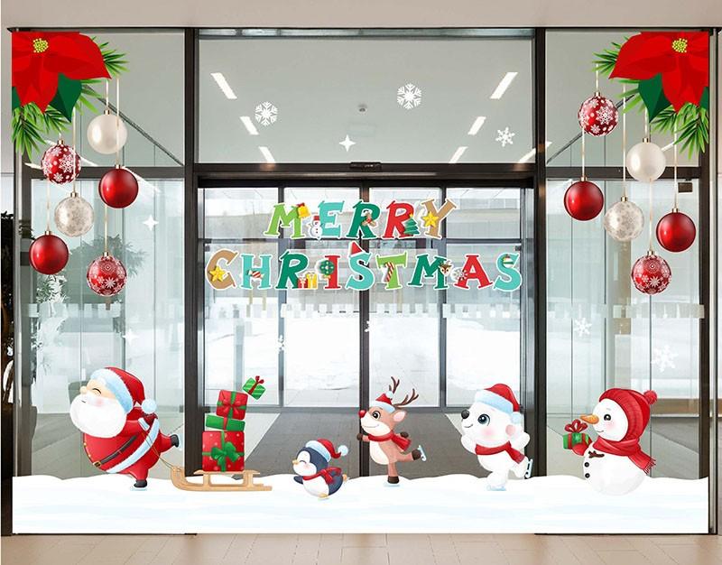 mẫu decal dán kính noel đẹp cho văn phòng, cửa hàng, quán cà phê