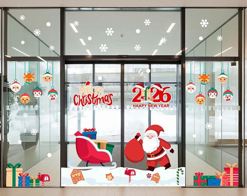mẫu decal dán kính noel đẹp cho văn phòng, cửa hàng, quán cà phê