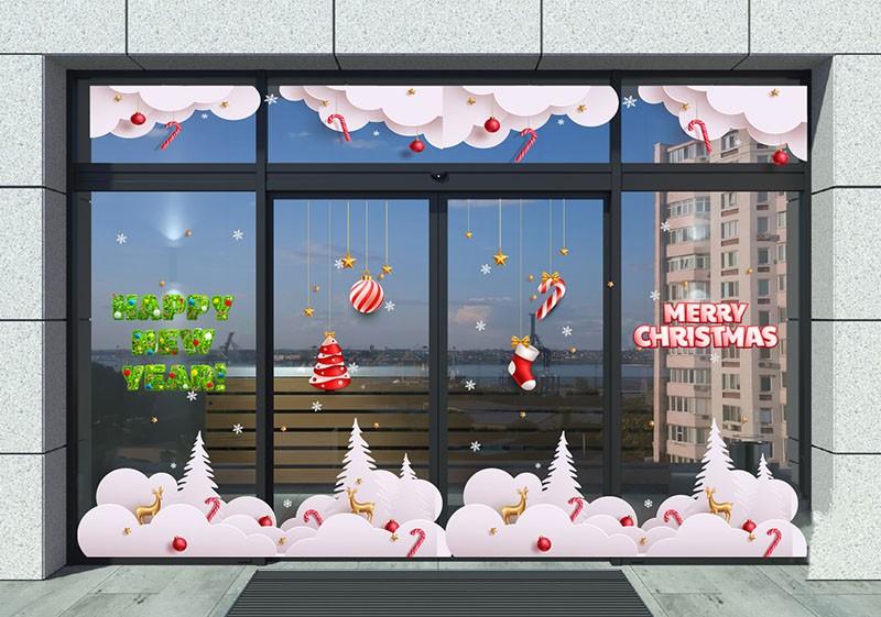 mẫu decal dán kính noel đẹp cho văn phòng, cửa hàng, quán cà phê