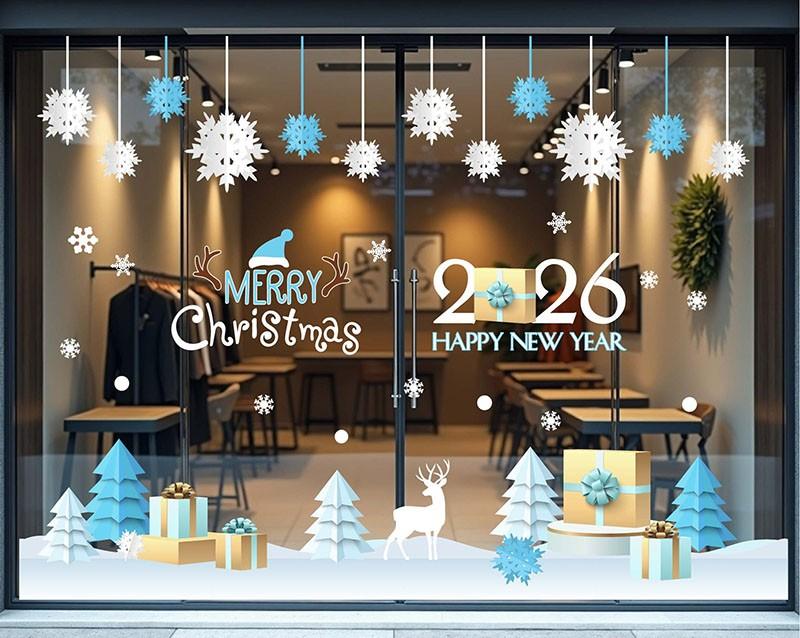 mẫu decal dán kính noel đẹp cho văn phòng, cửa hàng, quán cà phê