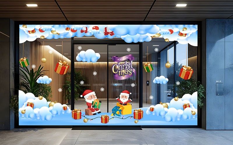 mẫu decal dán kính noel đẹp cho văn phòng, cửa hàng, quán cà phê