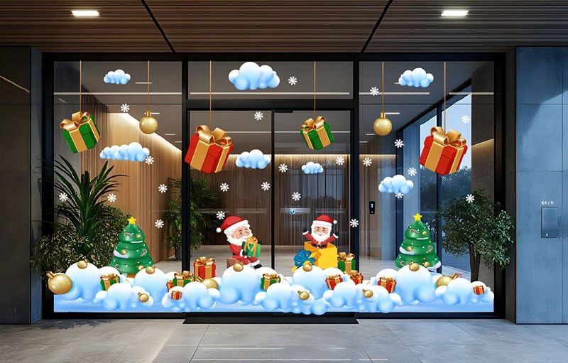 mẫu decal dán kính noel đẹp cho văn phòng, cửa hàng, quán cà phê