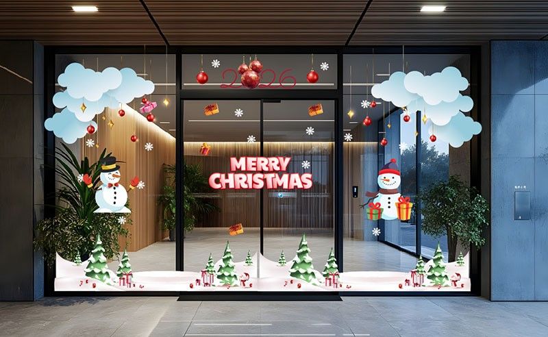 mẫu decal dán kính noel đẹp cho văn phòng, cửa hàng, quán cà phê