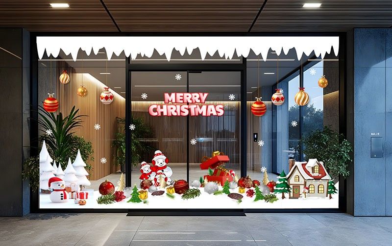 mẫu decal dán kính noel đẹp cho văn phòng, cửa hàng, quán cà phê
