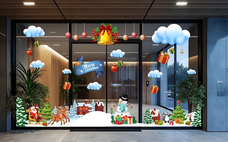 mẫu decal dán kính noel đẹp cho văn phòng, cửa hàng, quán cà phê