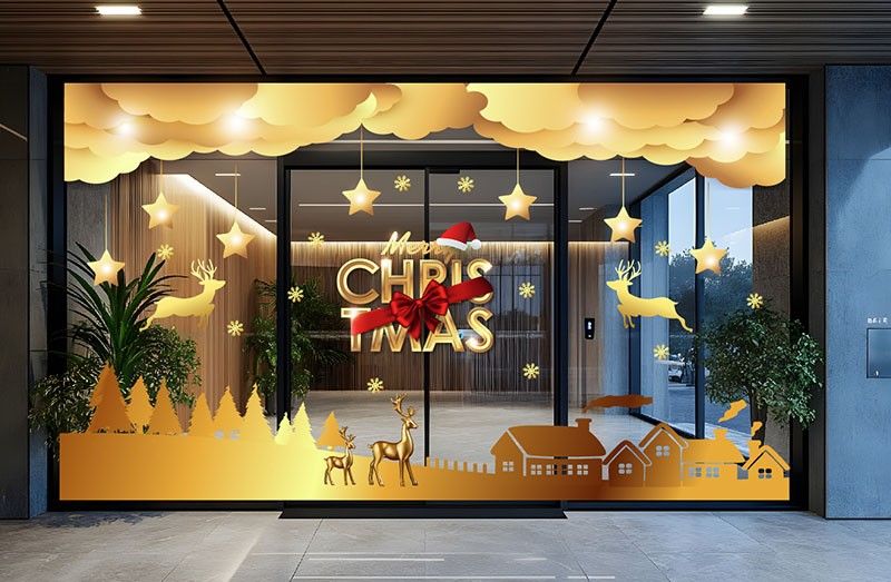 mẫu decal dán kính noel đẹp cho văn phòng, cửa hàng, quán cà phê