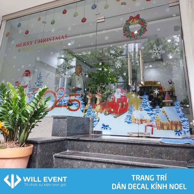 dịch vụ dán decal kính noel tại will event