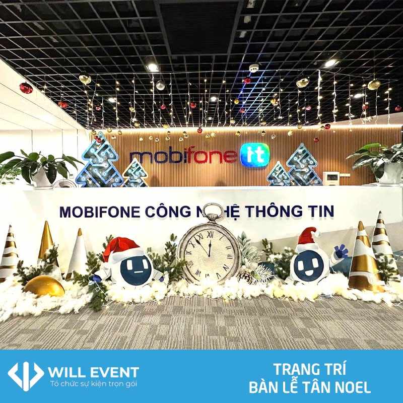 dịch vụ trang trí bàn lễ tân giáng sinh tại will event