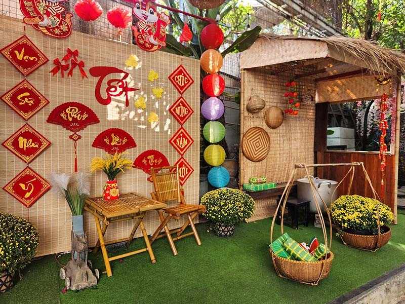 Trang trí tiểu cảnh Tết ngoài trời cho khu du lịch, khu vui chơi