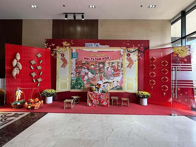 Mẫu tiểu cảnh Tết 2022 cho khu chung cư Phú Mỹ Complex
