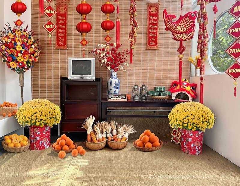 Mẫu tiểu cảnh Tết xưa