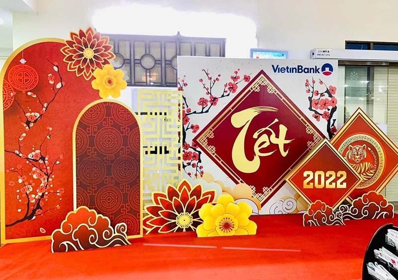 Mẫu tiểu cảnh Tết 2022 cho ngân hàng Viettinbank