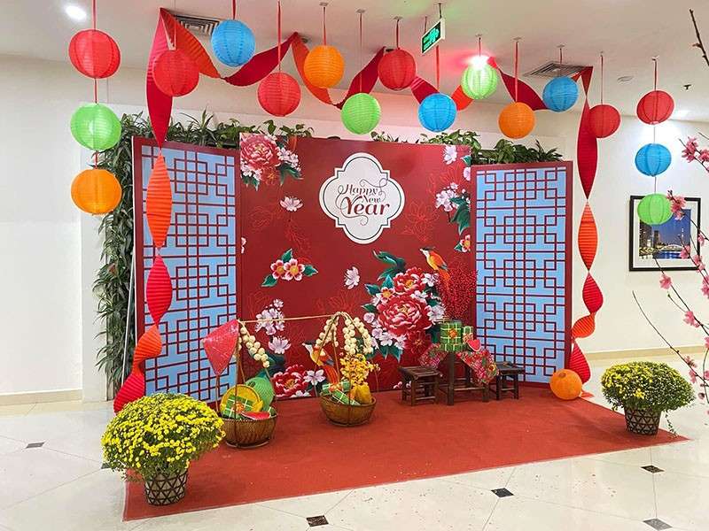 Thi công backdrop đẹp cho ngân hàng 