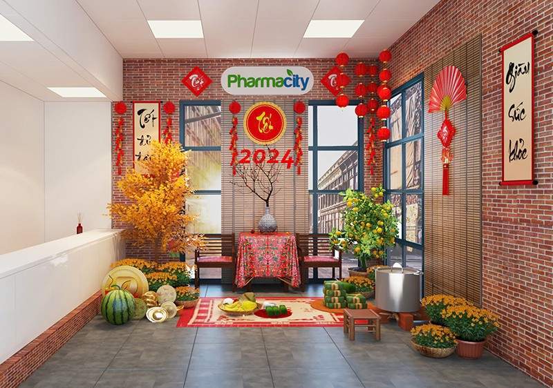 Trang trí Tết công ty Phamacity