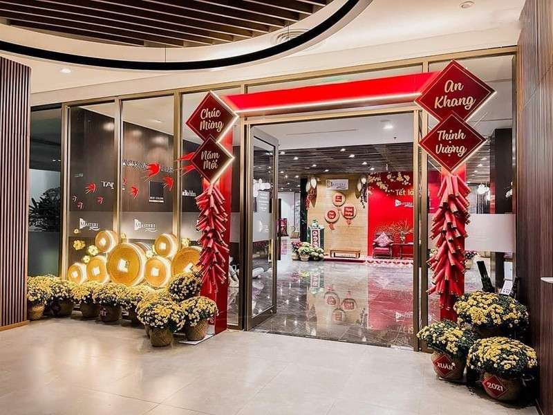 Trang trí tết sảnh chung cư