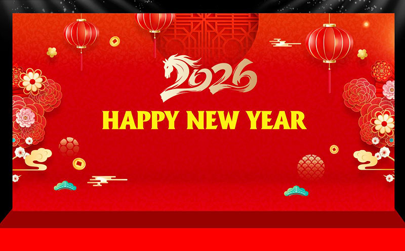 Backdrop tất niên - Tết 2026 con ngựa - bính ngọ